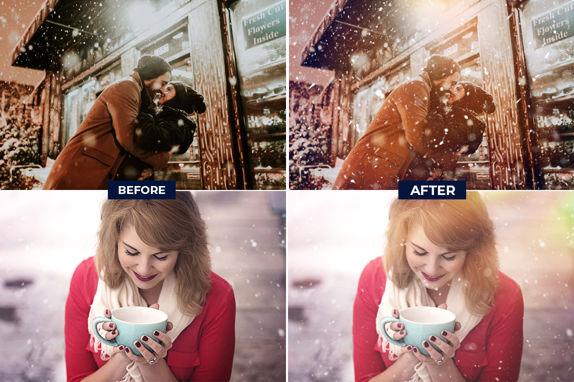 50 Snow Light Leaks Photo Overlays | Realistic snow overlays - Image 6